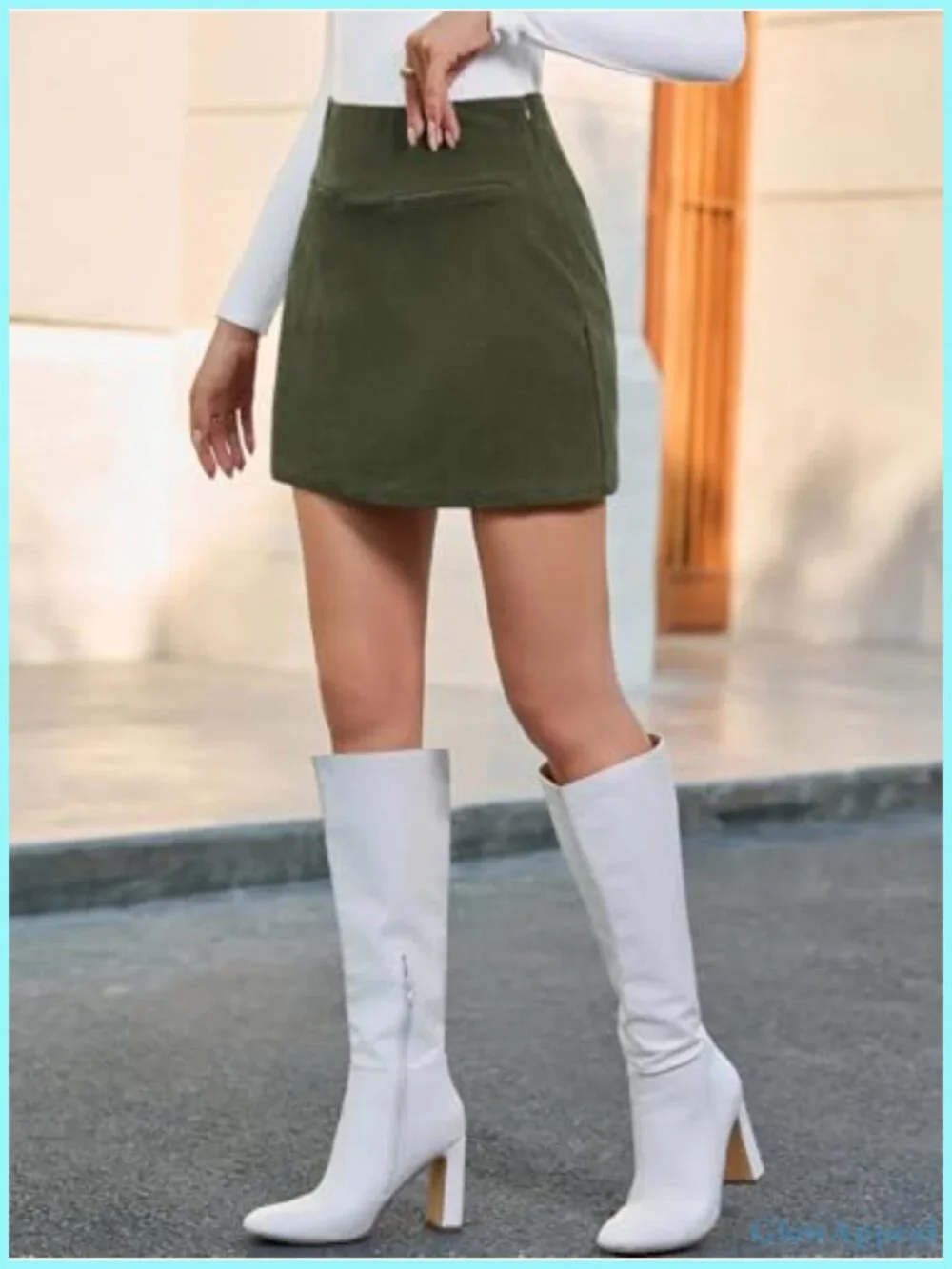 Women's Corduroy Mini Skirt High Waisted A-Line Zipper Pockets Fall Winter